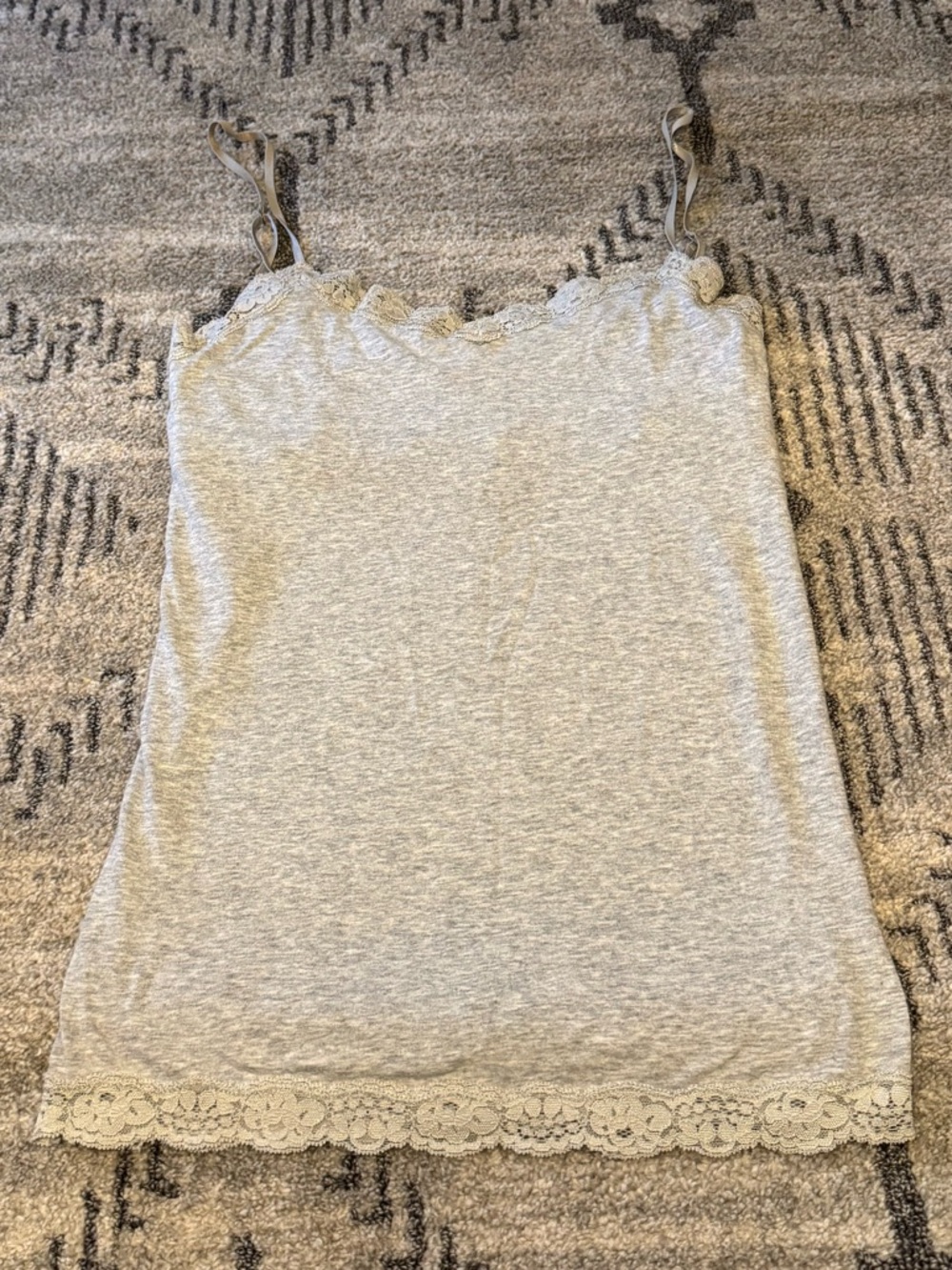 Y2K Aeropostale Gray Lace Lined Stretch Tank Top with Built-in-bra: Medium